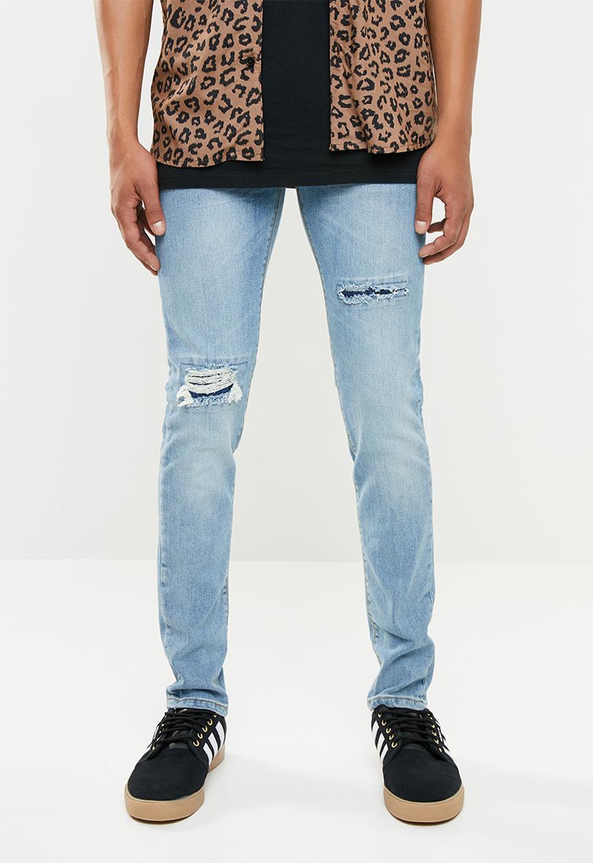 Superbalist - Skinny rip & repair jeans - blue 