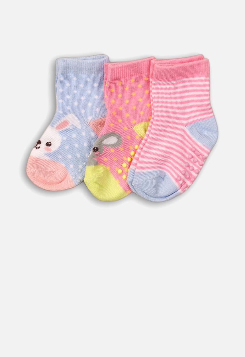 MINOTI - 3 pack character ankle socks - pink & blue