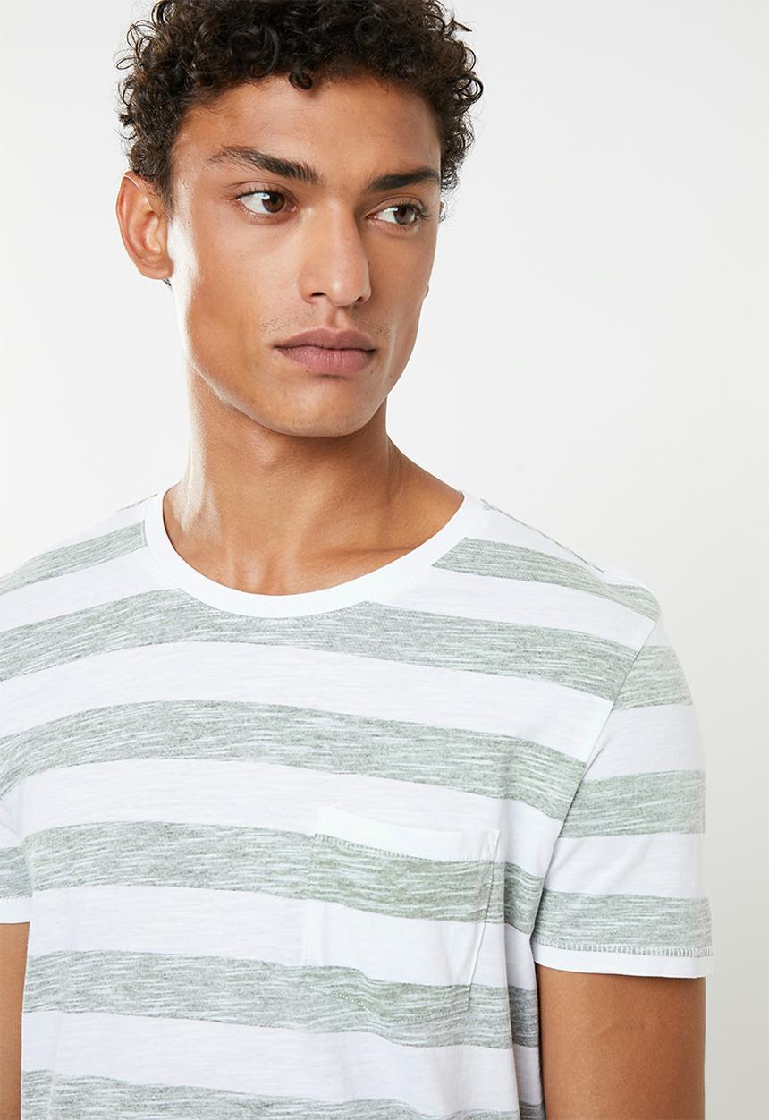 STYLE REPUBLIC - Casual stripe T-shirt - white & khaki