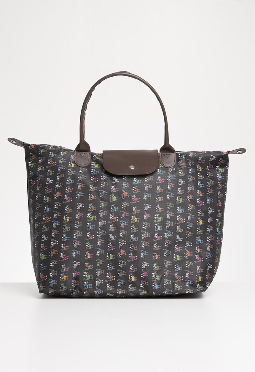 STYLE REPUBLIC - Cat print weekender - black & brown