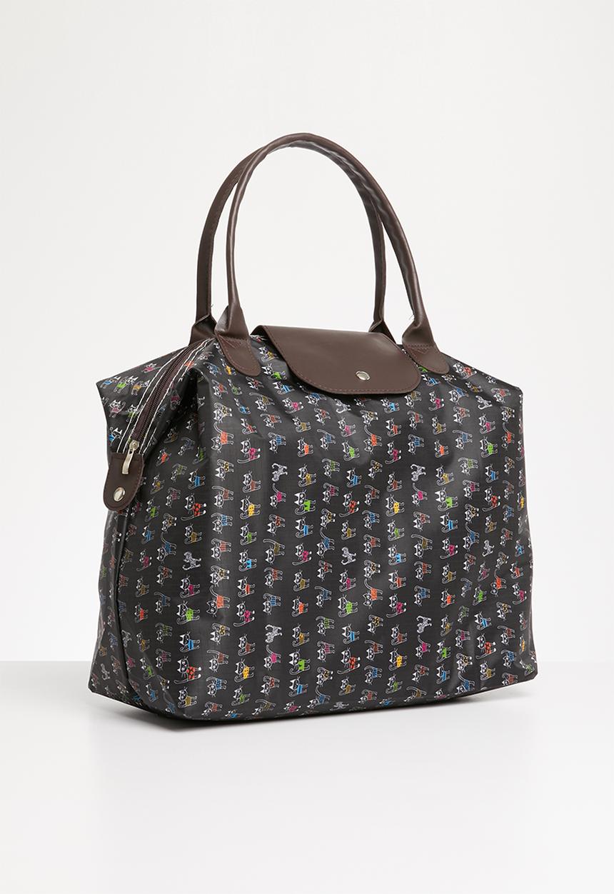 STYLE REPUBLIC - Cat print weekender - black & brown