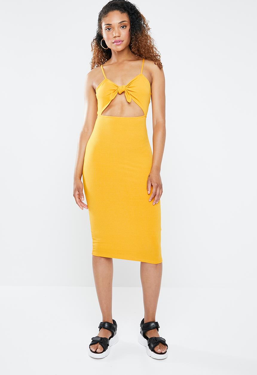 Forever21 - Bodycon dress with cutout - yellow 