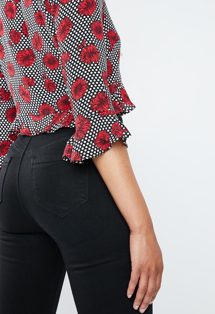 Forever21 - Floral flute sleeve top with ties - multi