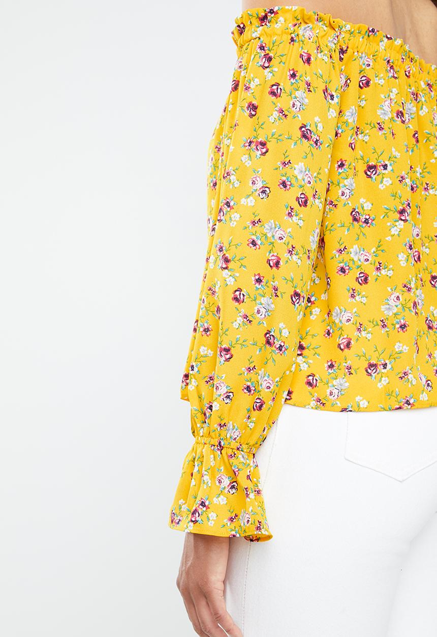 Forever21 - Off shoulder floral peasant top - yellow