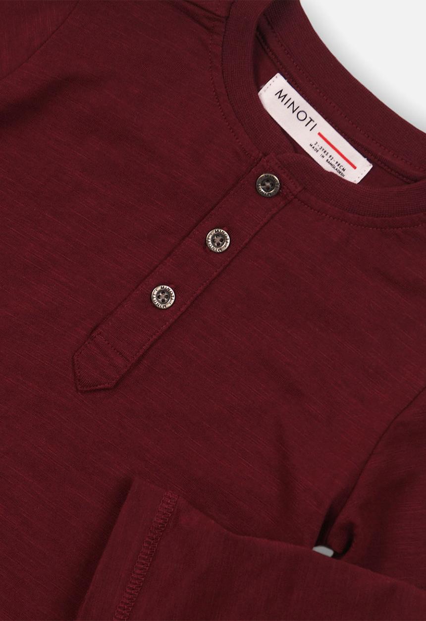 MINOTI - Slub Henley top - maroon