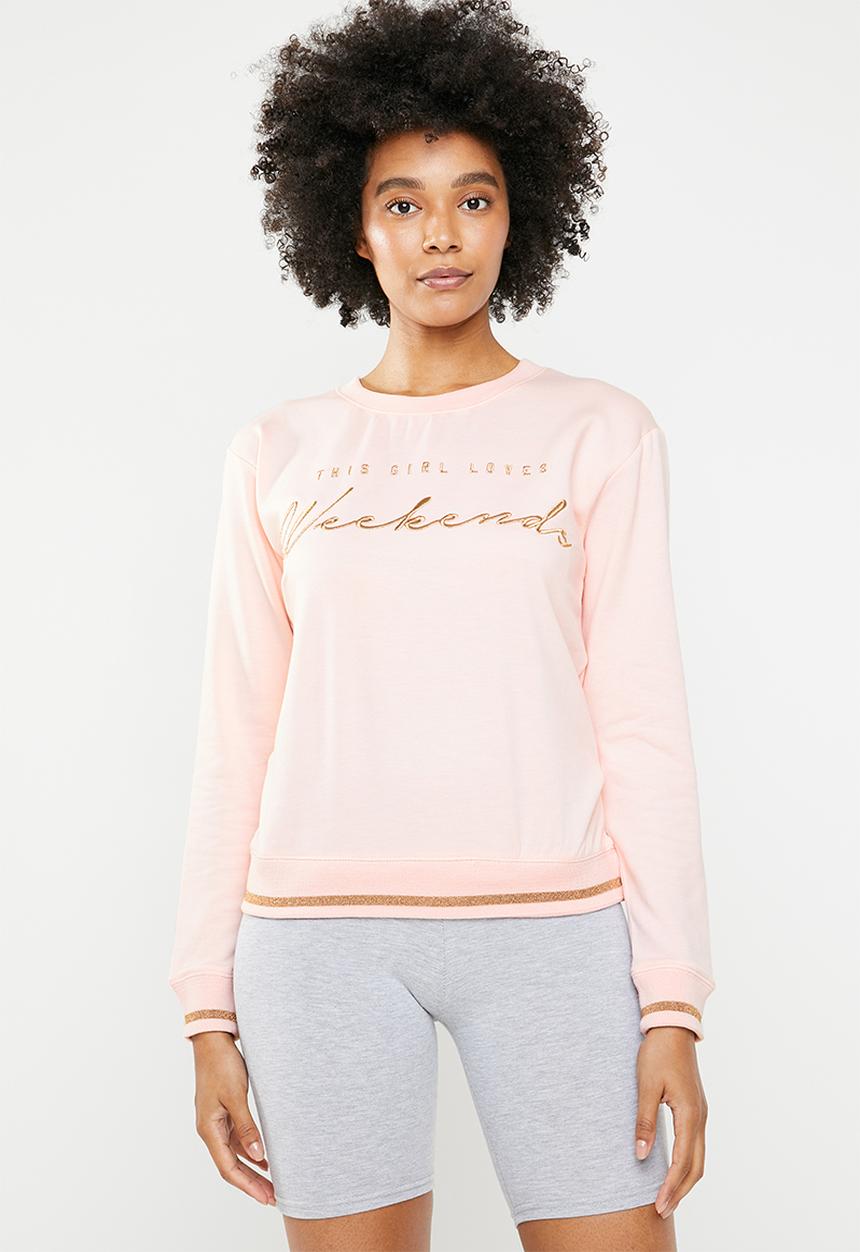 New Look - Pve slogan sweat - pink