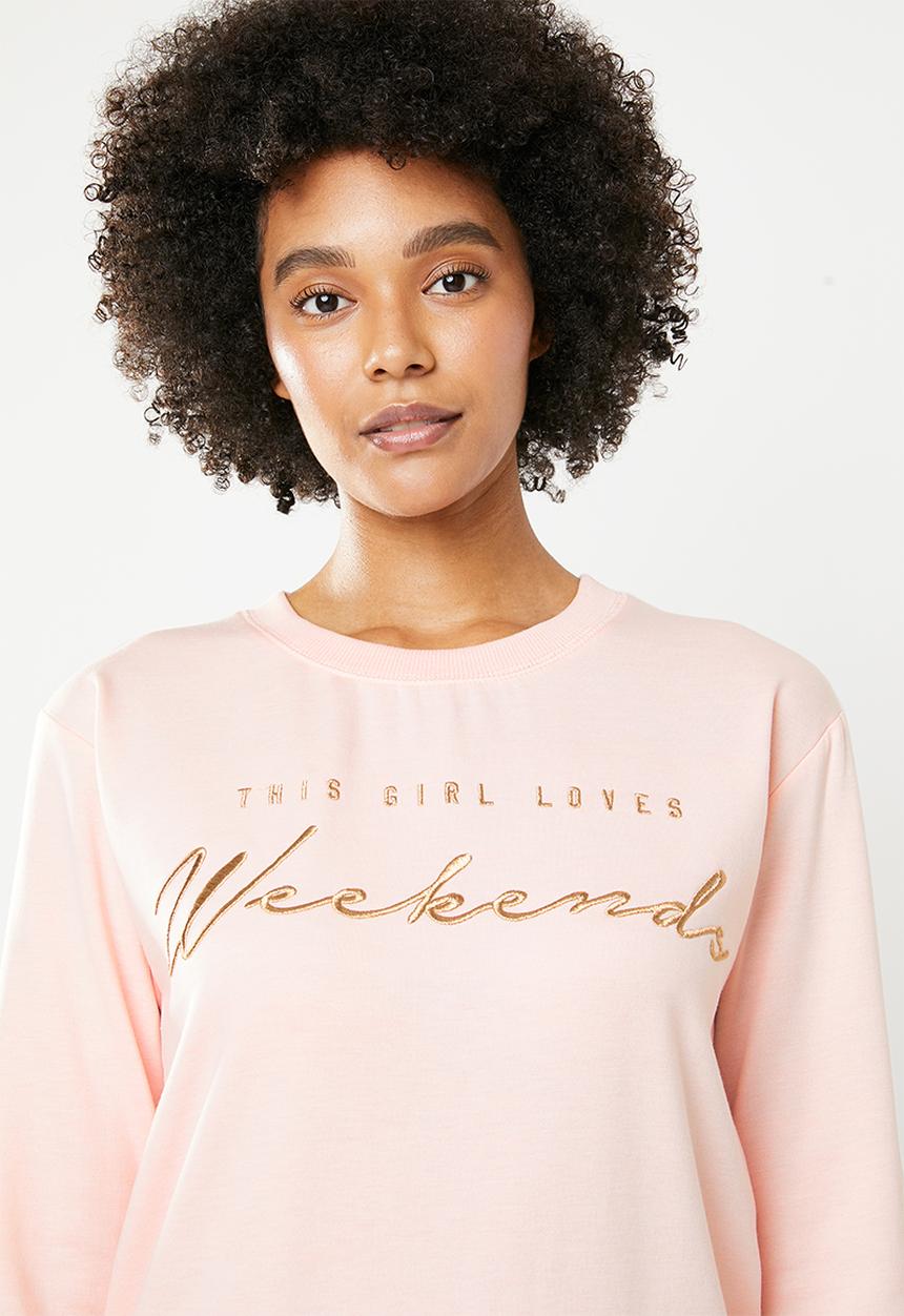New Look - Pve slogan sweat - pink