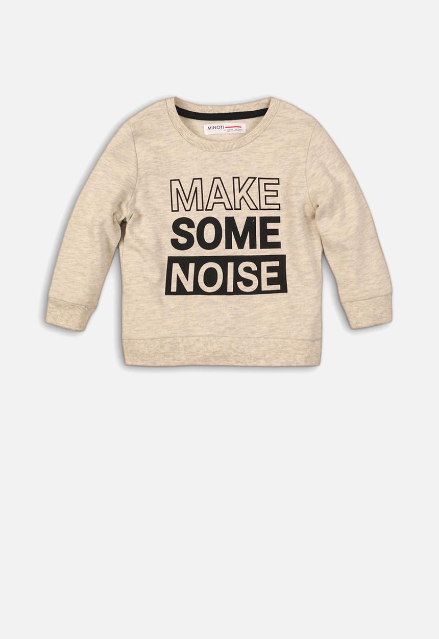 MINOTI - Make some noise plastic print sweatshirt - cream & grey