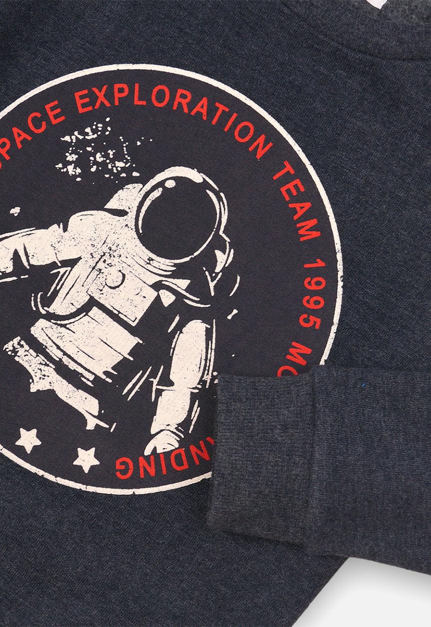 MINOTI - Space chest print sweatshirt - navy