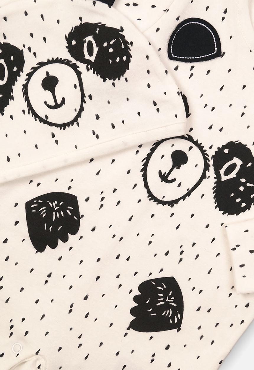 MINOTI - Animal 2 piece sleep-suit & beanie set - cream