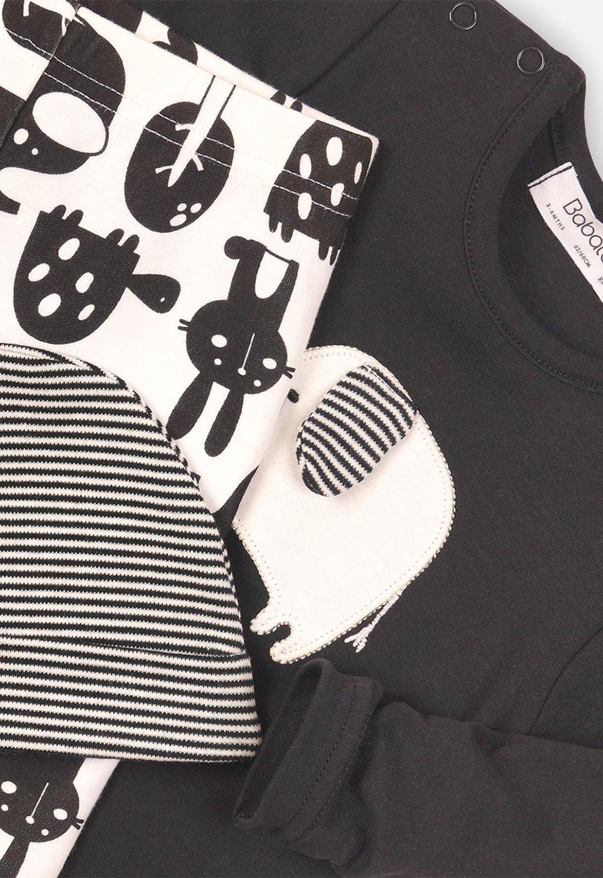 MINOTI - Monochrome animal 3 piece set - black & cream