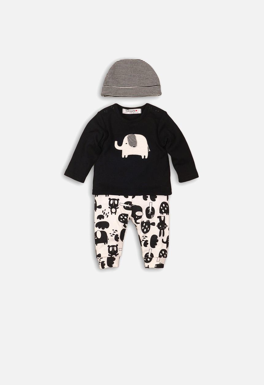 MINOTI - Monochrome animal 3 piece set - black & cream