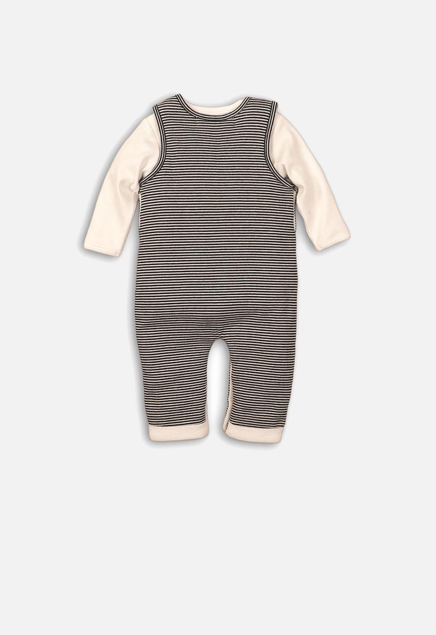 MINOTI - Monochrome animal 2 piece dungaree set - black & cream