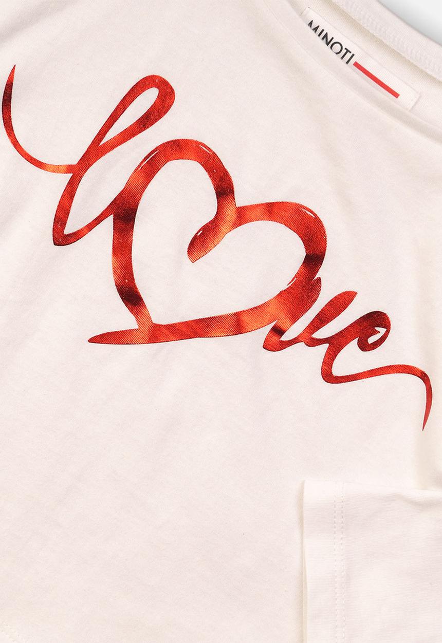 MINOTI - Girls love dip hem top - white