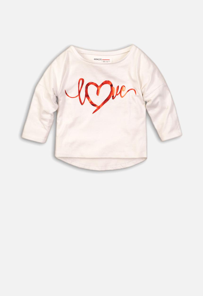 MINOTI - Girls love dip hem top - white