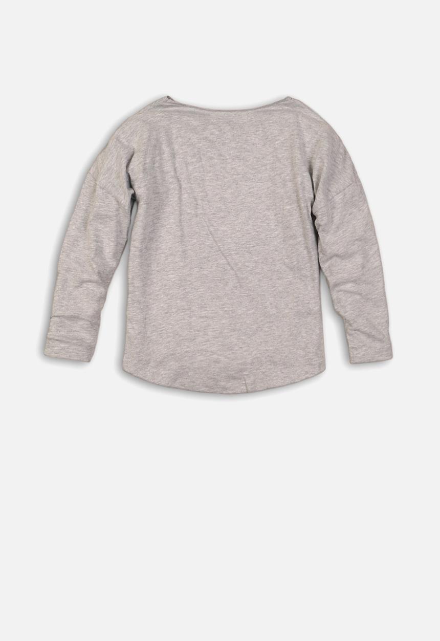 MINOTI - Girls unicorn dip hem top - grey
