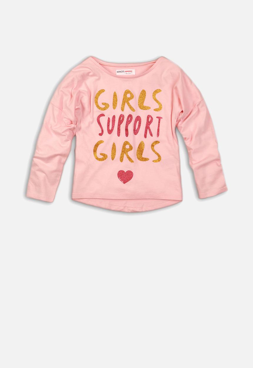 MINOTI - Girls support dip hem top - pink