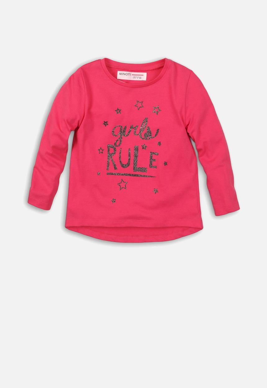 MINOTI - Girls rule long sleeve top - pink