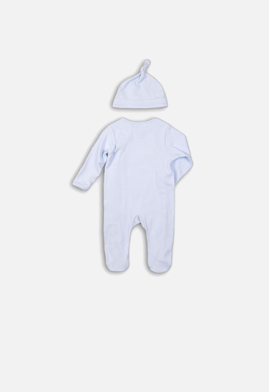 MINOTI - Fishing interlock sleepsuit & beanie set - blue