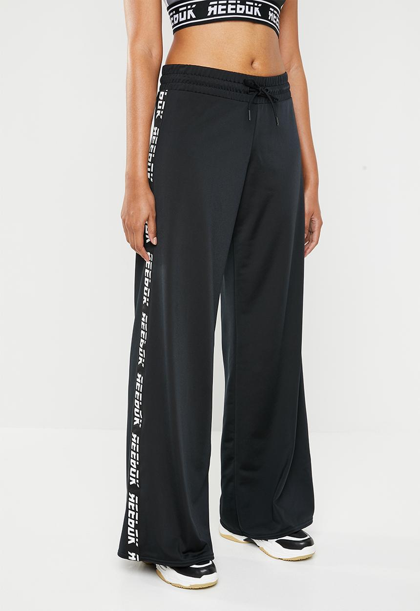 Reebok - Workout myt knit wide leg training pants - black & white