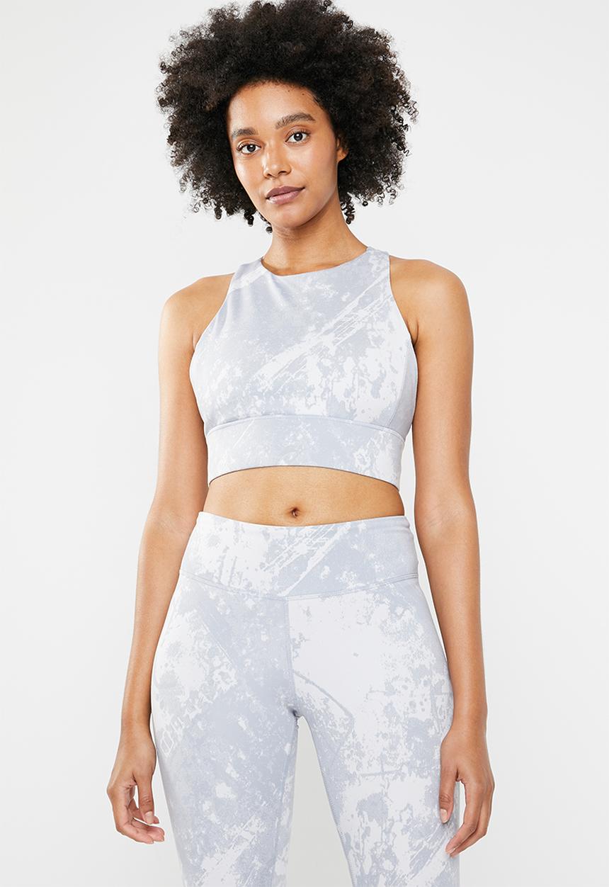 Reebok - Combat jacquard bralette - grey & white