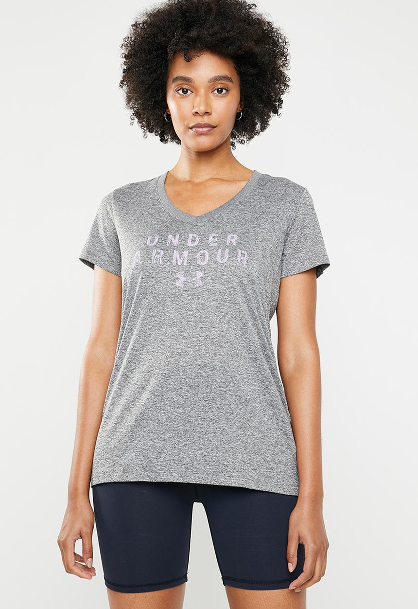 Under Armour - Tech graphic top - grey & purple