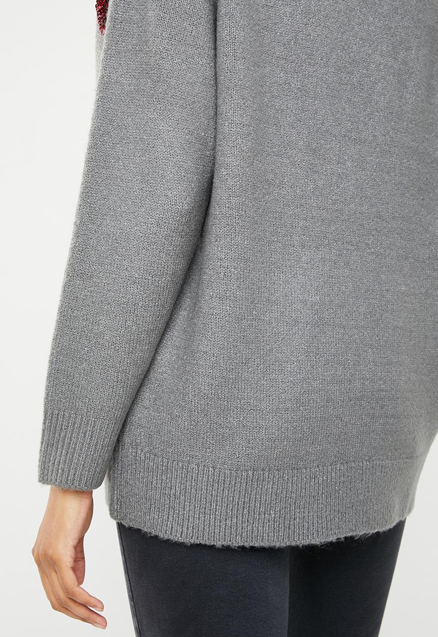 Noisy May - Terp long sleeve sequins jersey - grey 