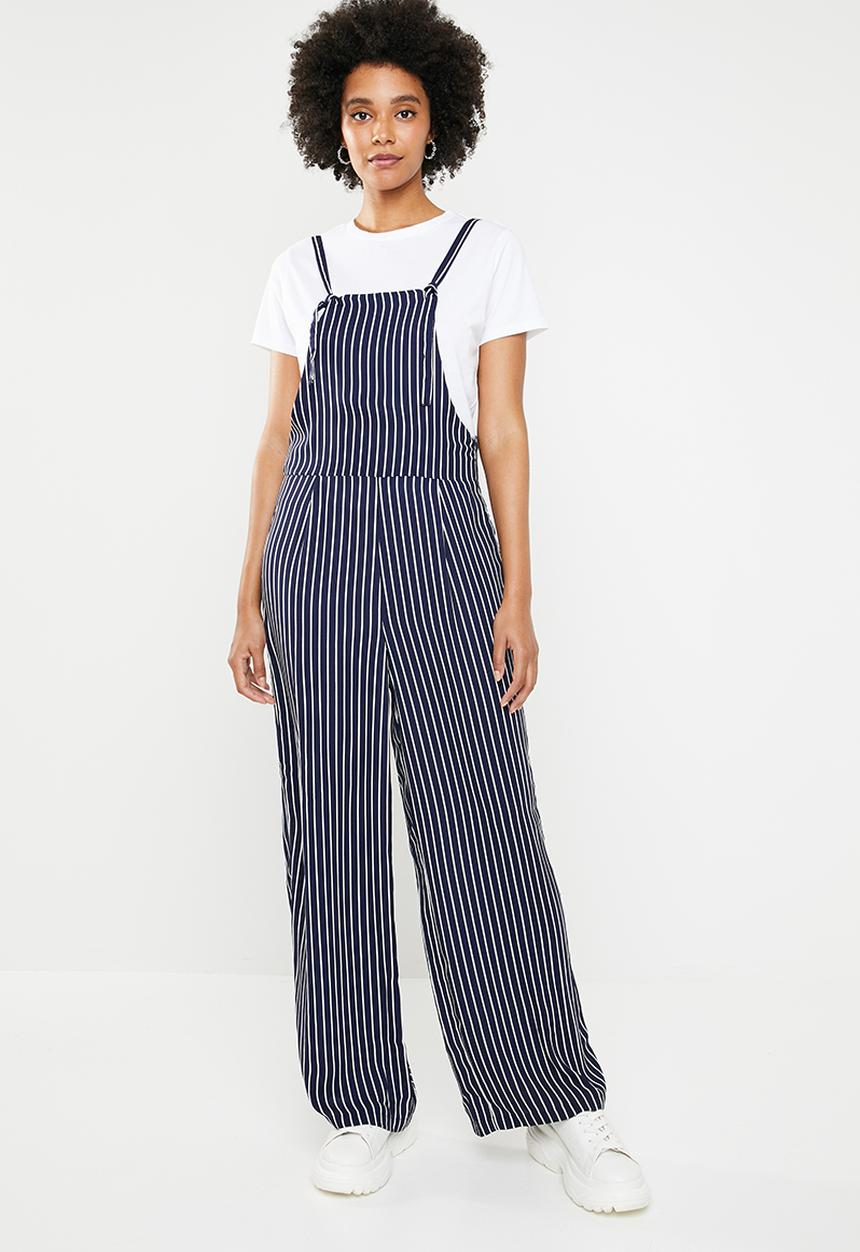 Noisy May - Alana 7/8 wide leg dungaree - navy