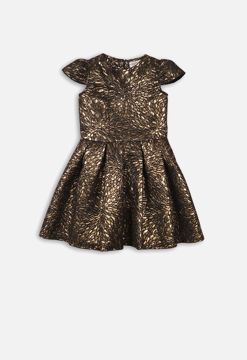 MINOTI - Jaquard dress - gold & black