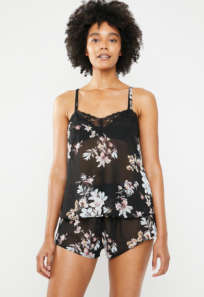 Superbalist - Sleep cami & shorts set - black 