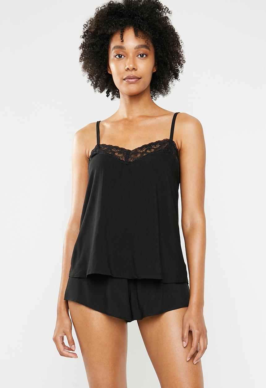 Superbalist - Sleep cami & shorts set - black