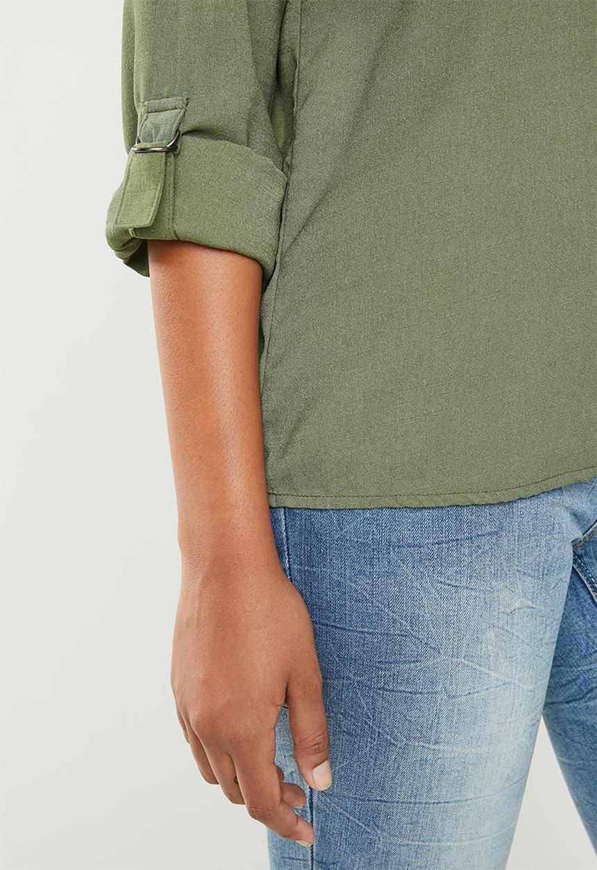 Jacqueline de Yong - Yenzo long sleeve shirt - khaki green