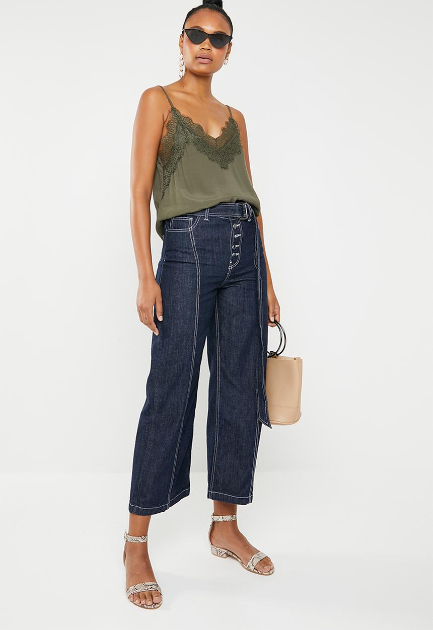 MANGO - Lace top - khaki green