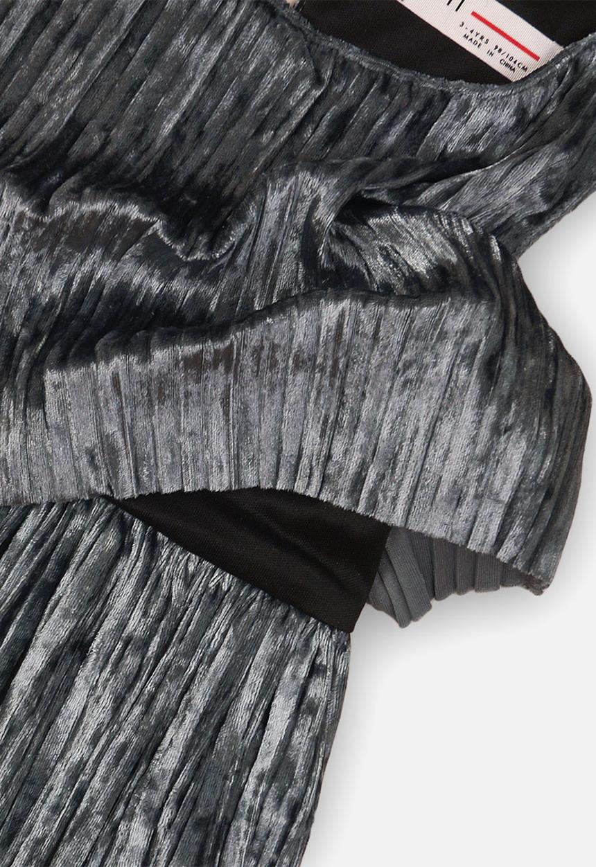 MINOTI - Pleated velvet dress - grey