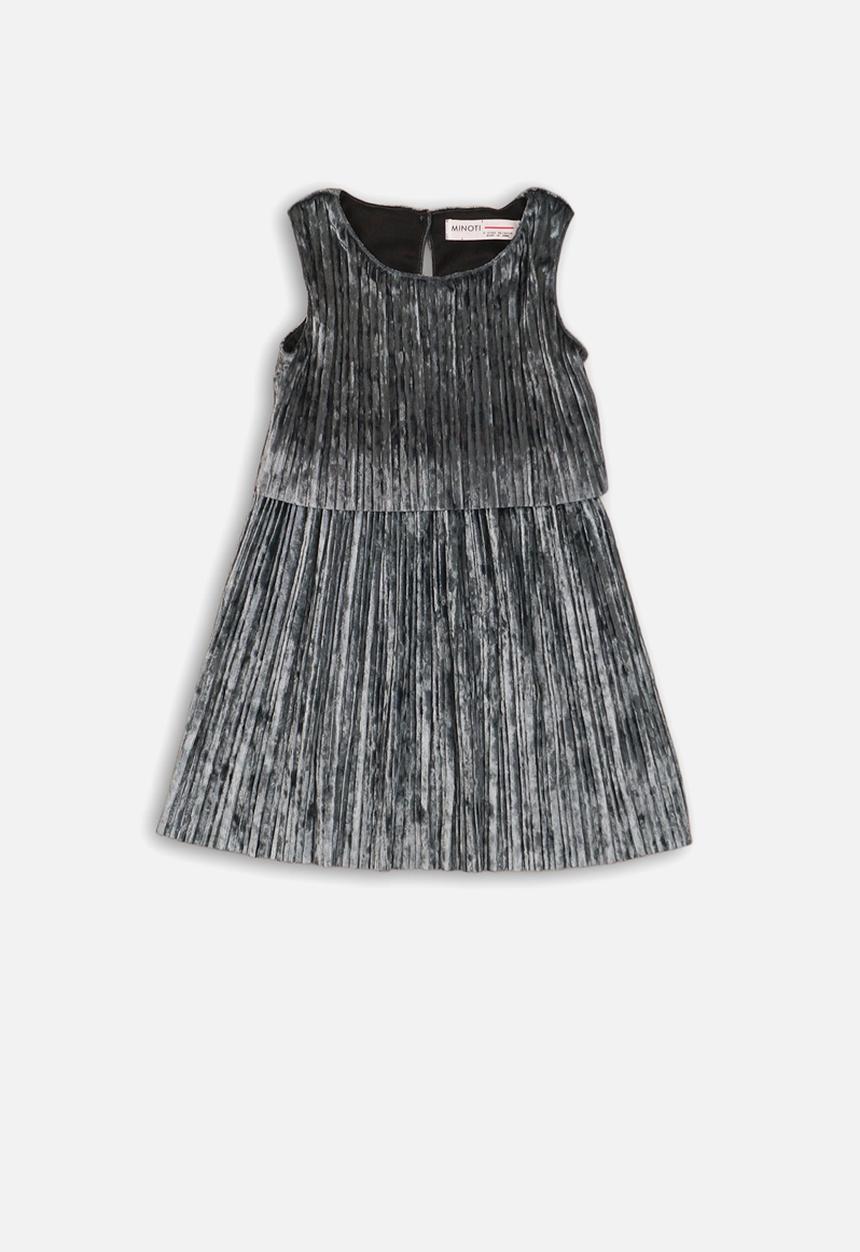 MINOTI - Pleated velvet dress - grey