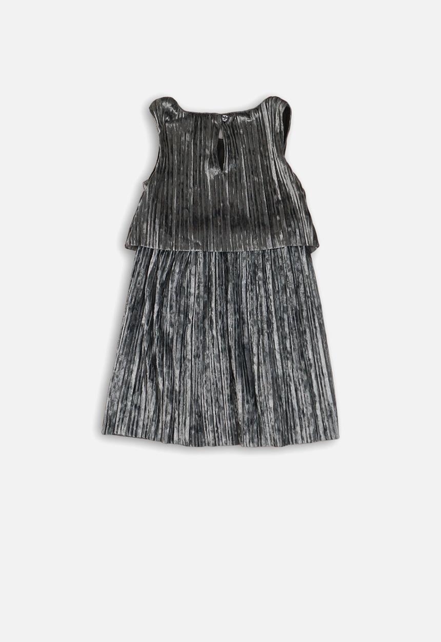 MINOTI - Pleated velvet dress - grey