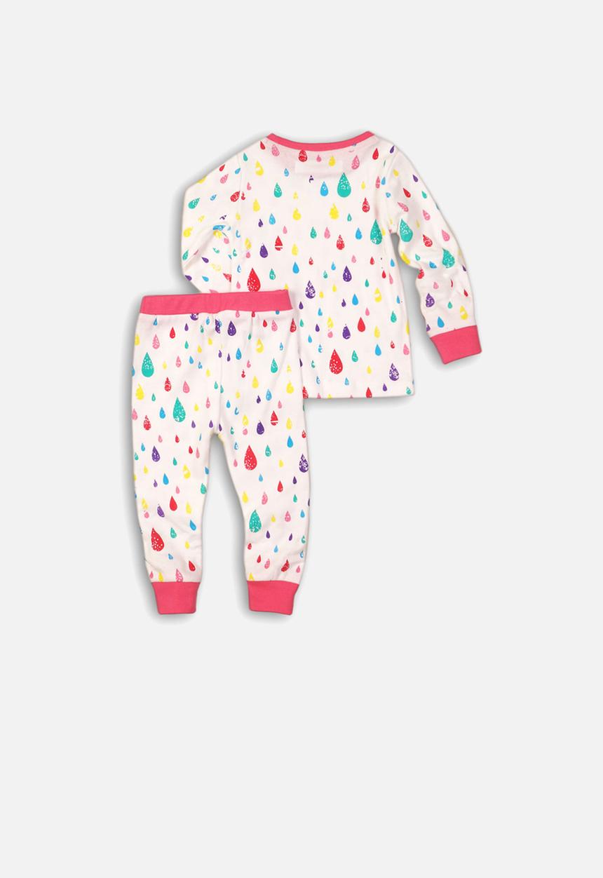 MINOTI - Long sleeve pyjama set - pink & white 