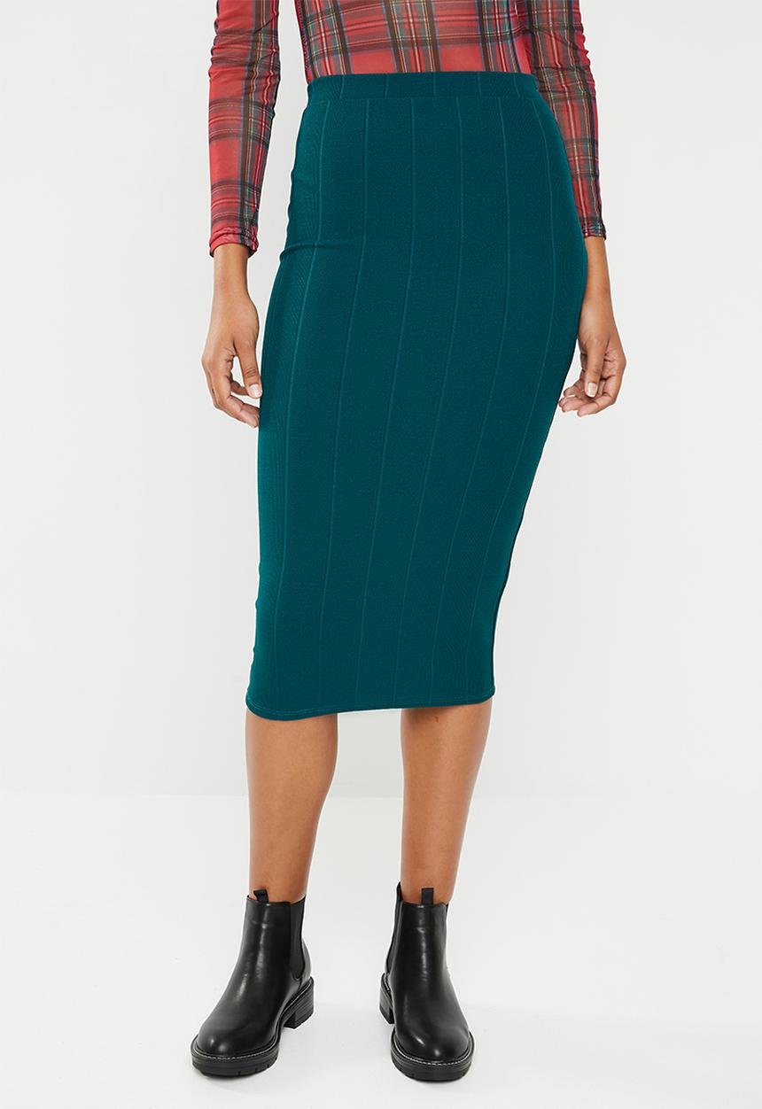 Missguided - Ribbed cord pencil skirt - green