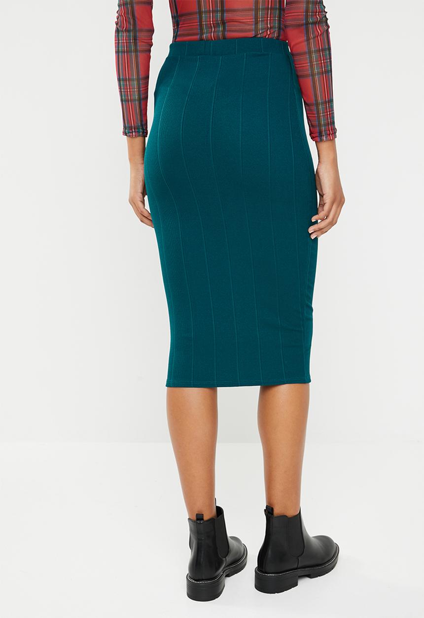 Missguided - Ribbed cord pencil skirt - green