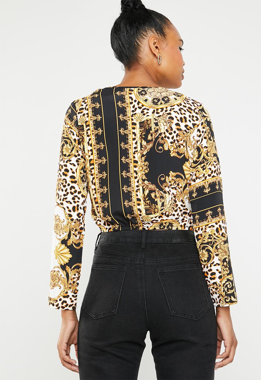 Missguided - Chain animal print twist front top - multi