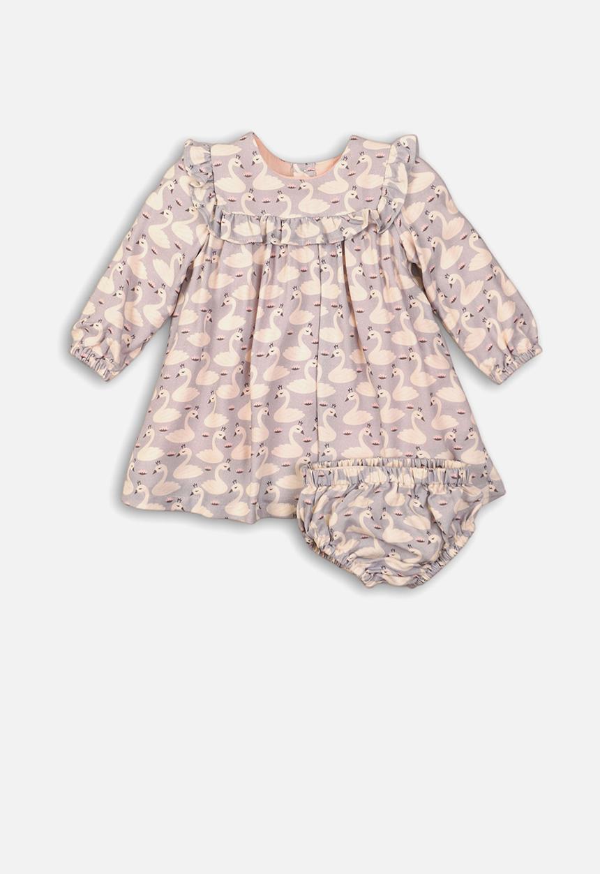 MINOTI - Infants aop dress & knicker set - grey