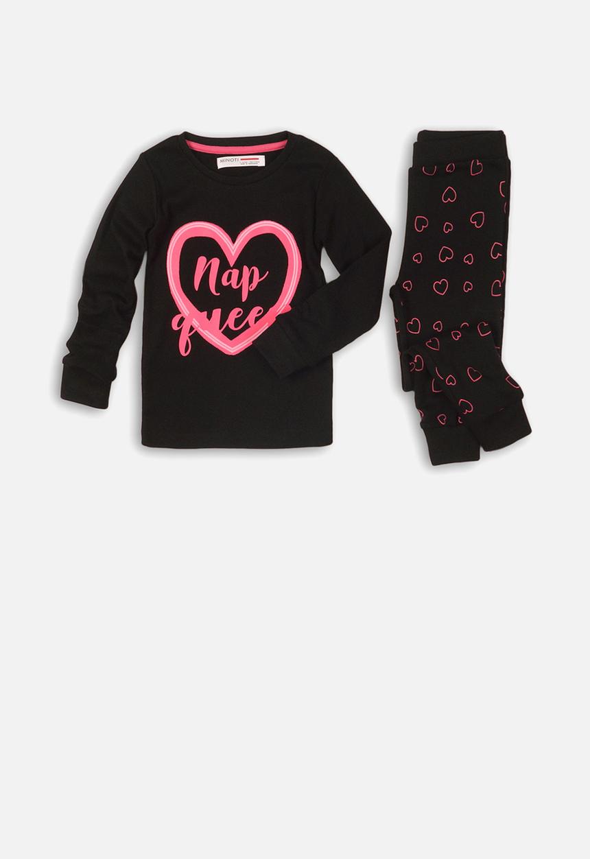 MINOTI - Nap queen long sleep pyjama set - black & pink