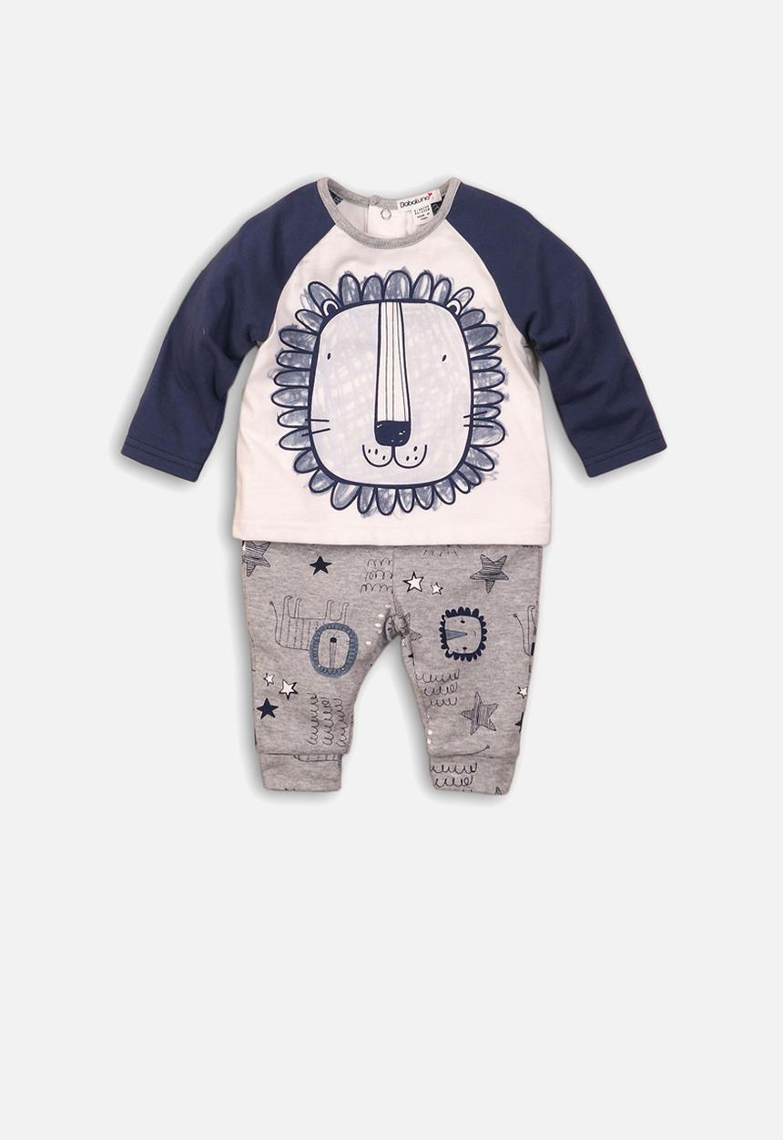 MINOTI - Long sleeve top & pant set - grey & navy 