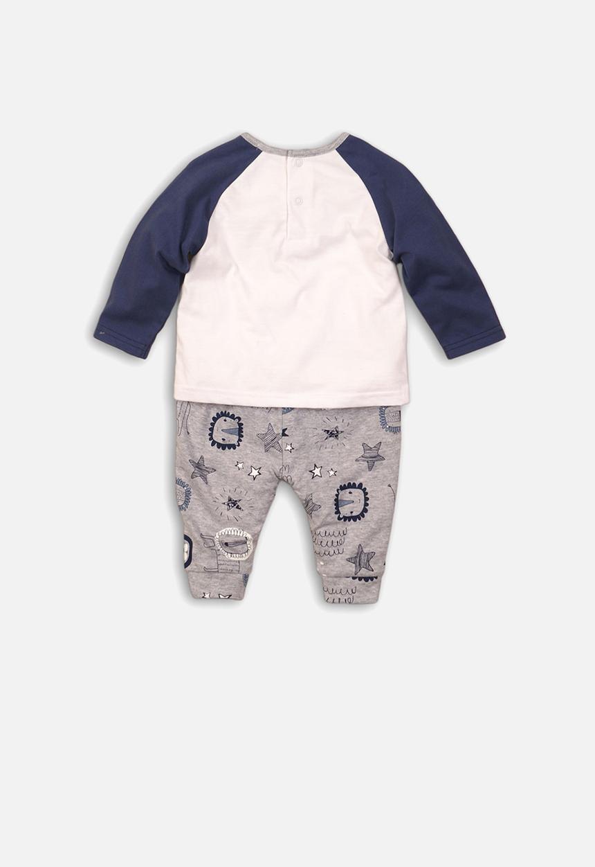 MINOTI - Long sleeve top & pant set - grey & navy 