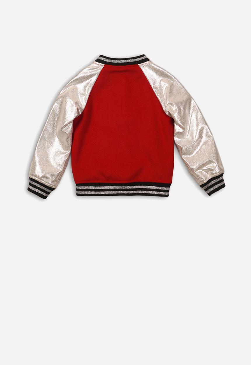 MINOTI - Combo fabric bomber jacket - red