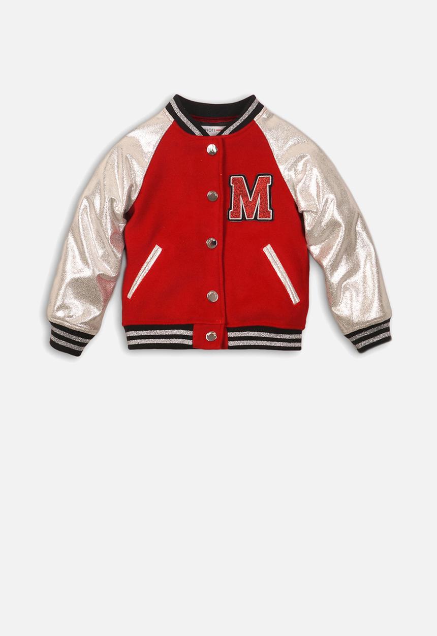 MINOTI - Combo fabric bomber jacket - red