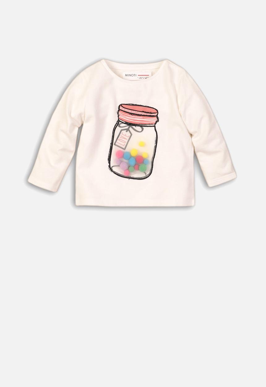 MINOTI - Pom pom long sleeve top - white