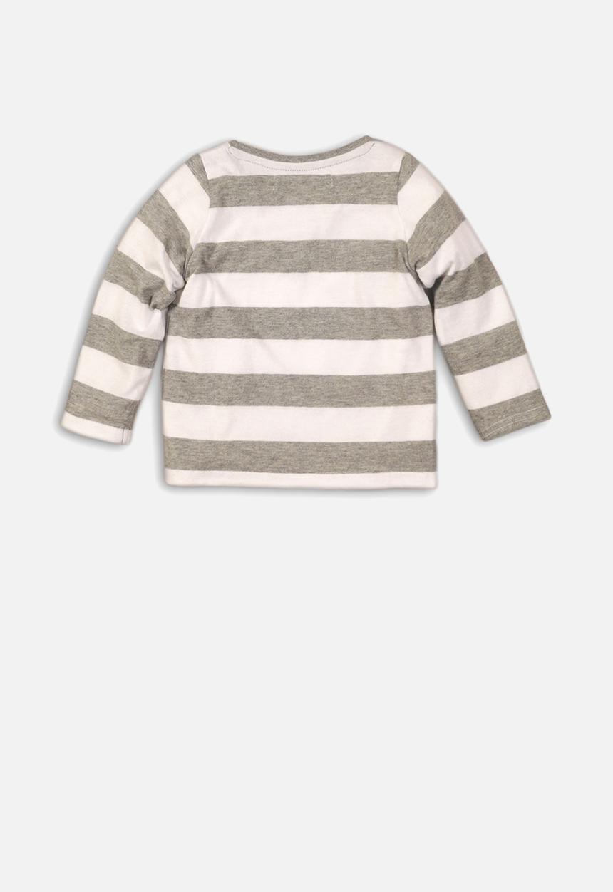 MINOTI - Striped sequin T-shirt top - grey & white