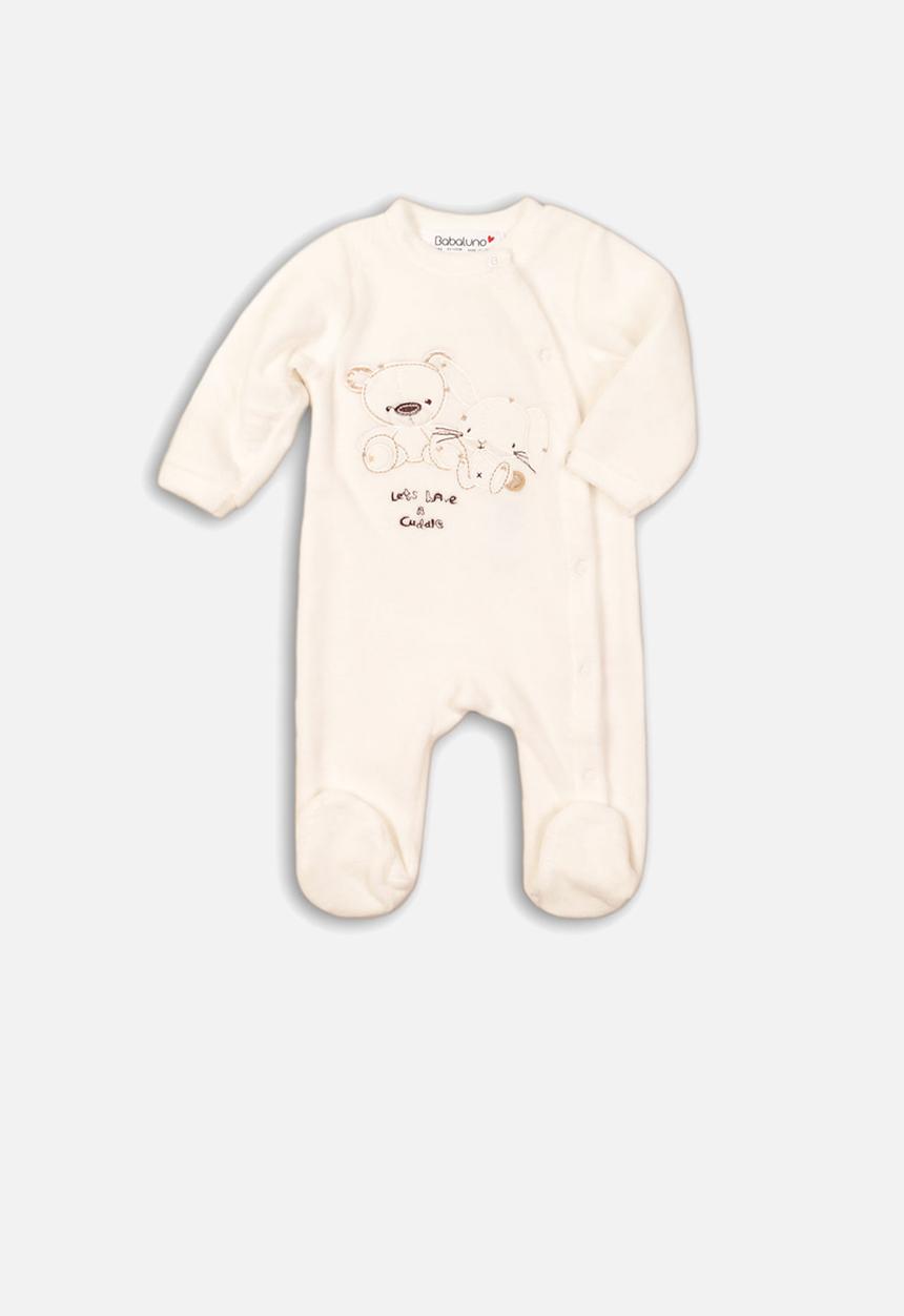 MINOTI - Velour sleepsuit - cream
