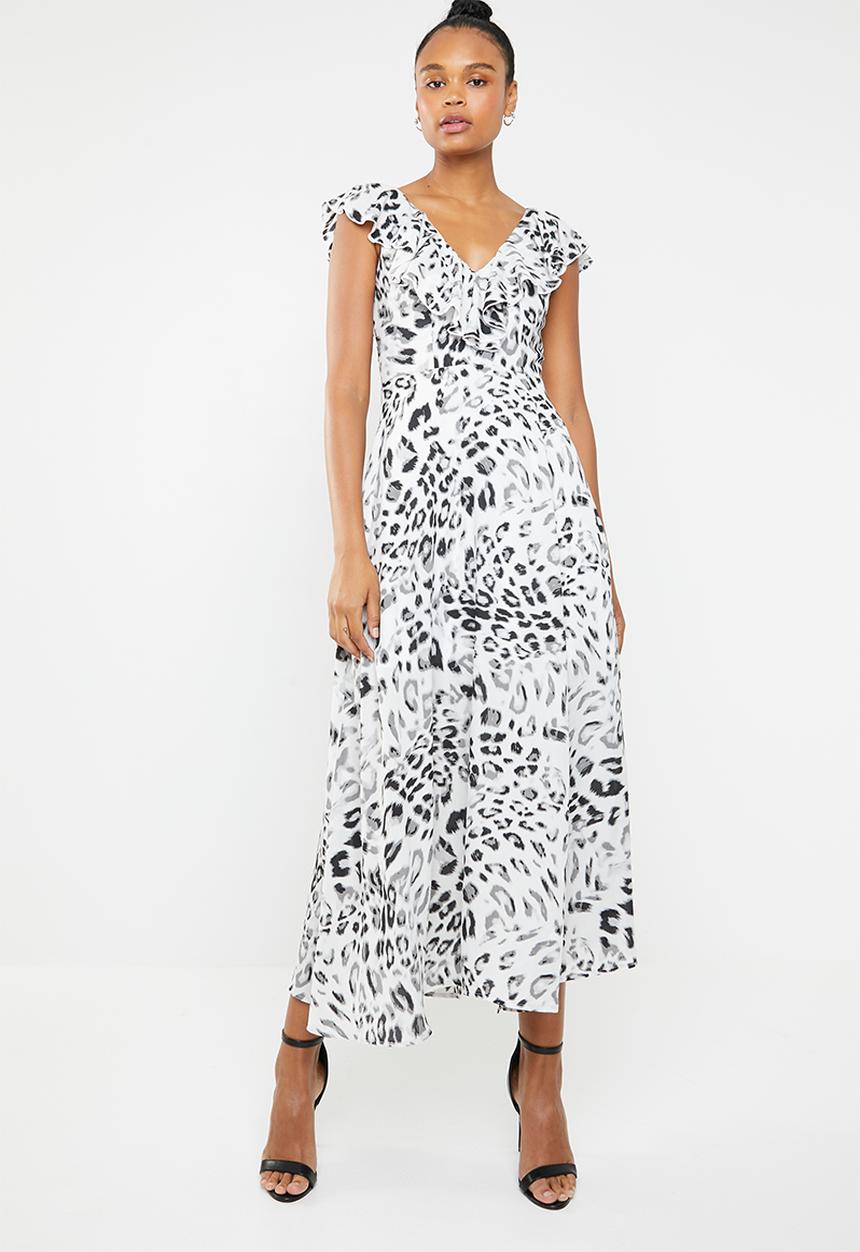 Superbalist - Ruffle neckline maxi dress - grey & black